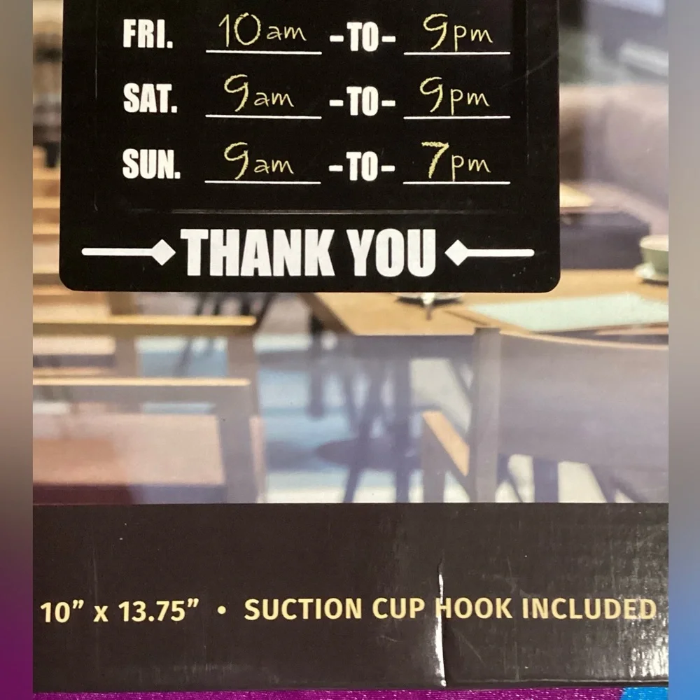 Cello Business Hours Hanging Chalkboard - Black